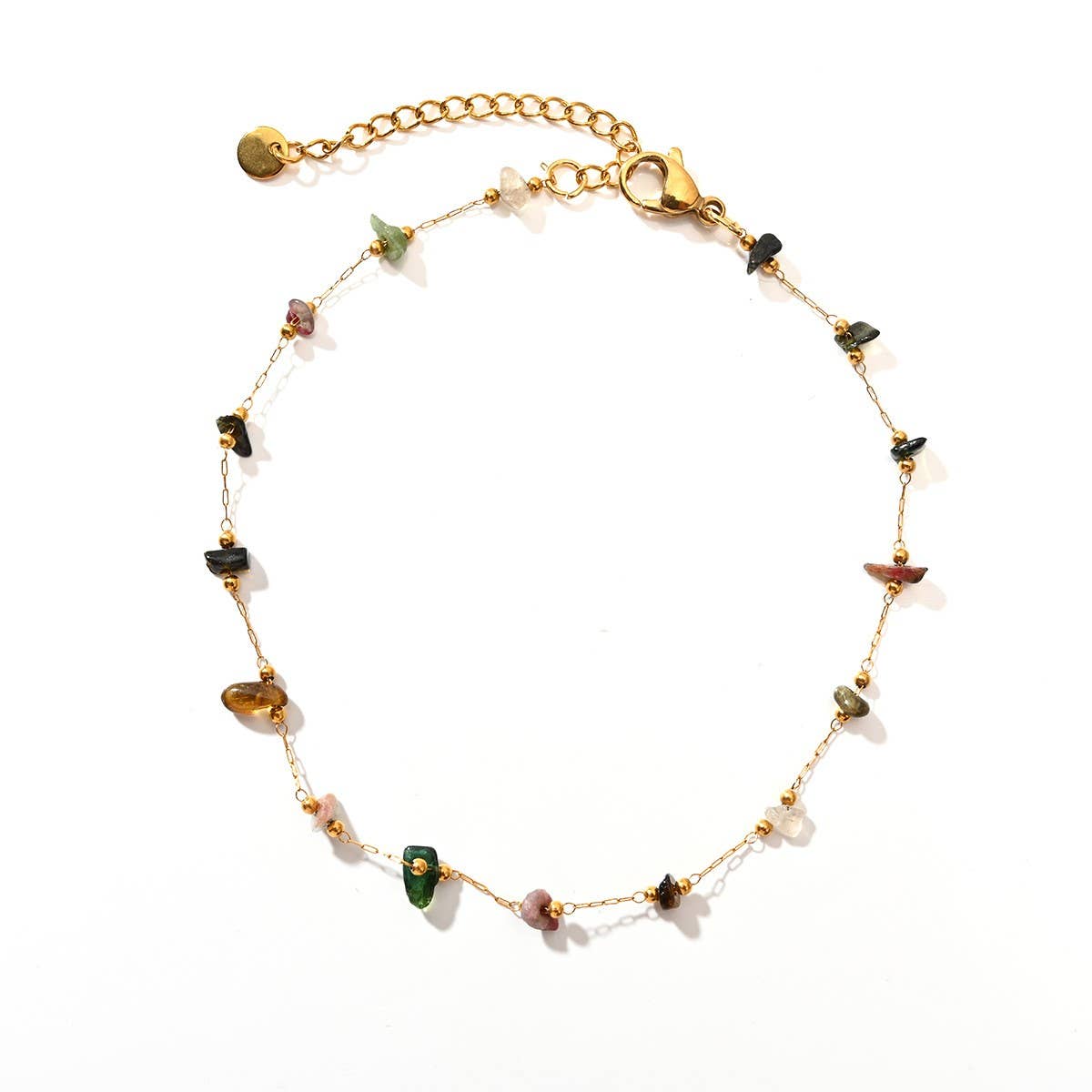 Stainless Steel Anklet with Colorful Stone Beads_CWAJE4612