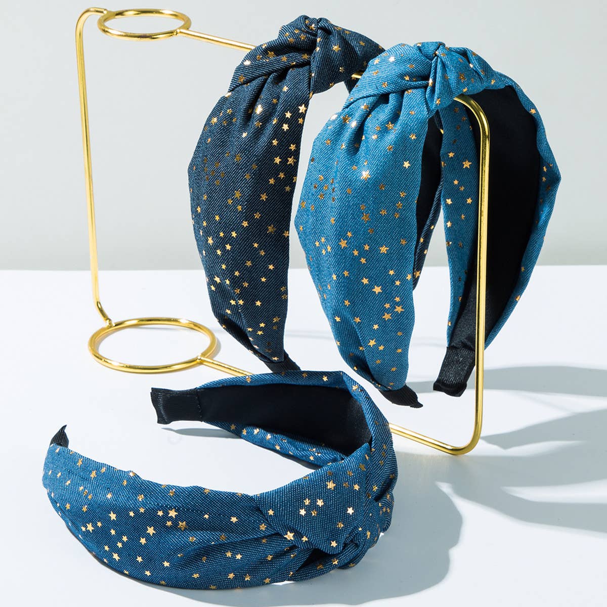 GOLD FIVE-POINTED STAR WIDE KNOTTED HEADBAND