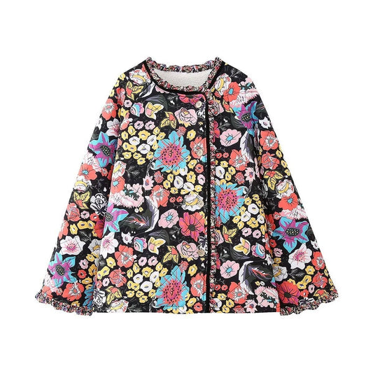 SINGLE BREASTED FLORAL PRINT QUILTED JACKET_CWOJA1564
