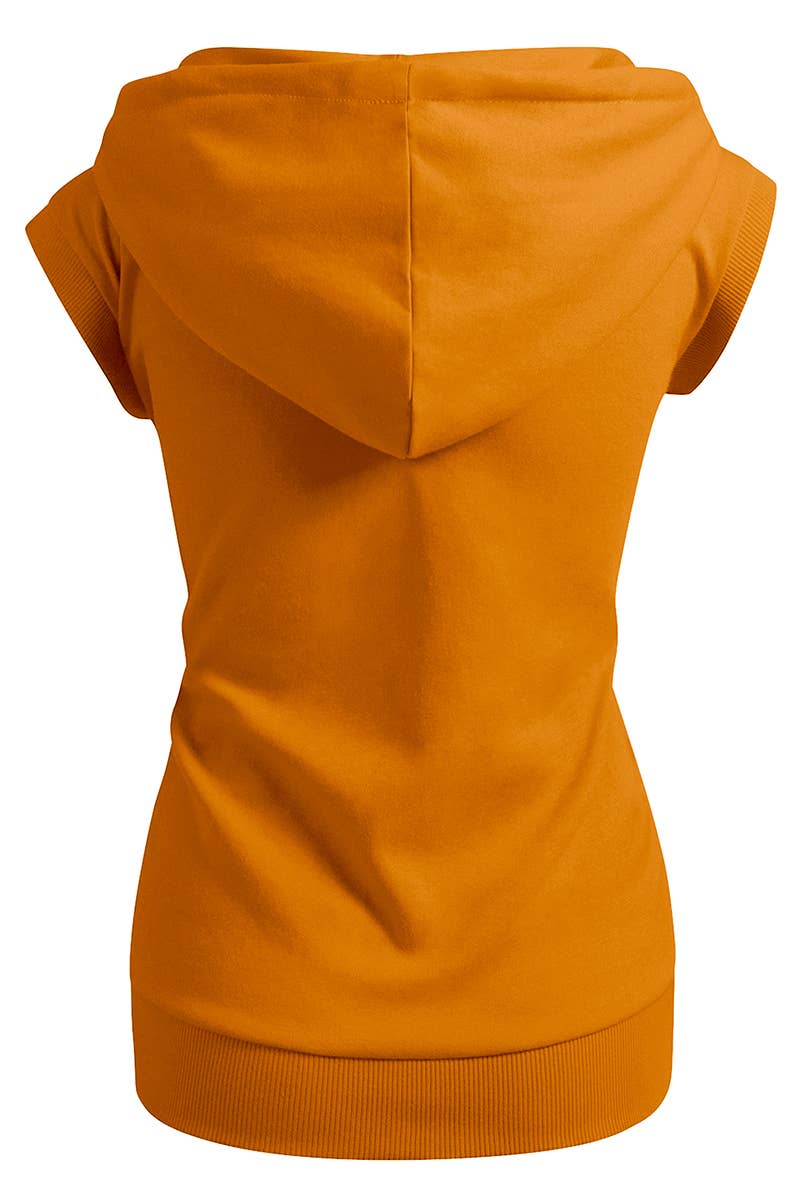 KWOHOSL003_Sleeveless Hoodies Basic Hoodie Zip Up