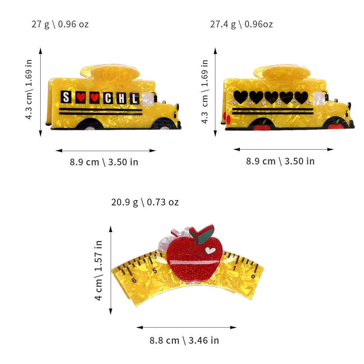 Apple ruler hairpin Cartoon car hairpin