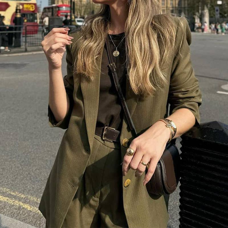 SOLID COLOR SINGLE-BREASTED TWO-PIECE SUIT