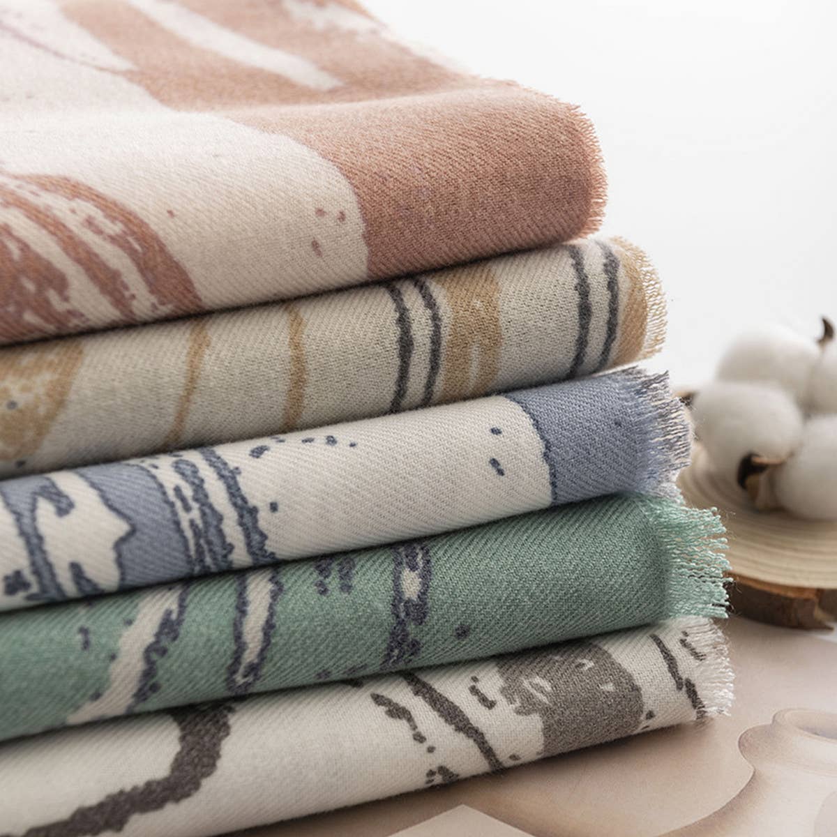 Marble Stripe Scarf ? Soft Winter Wrap