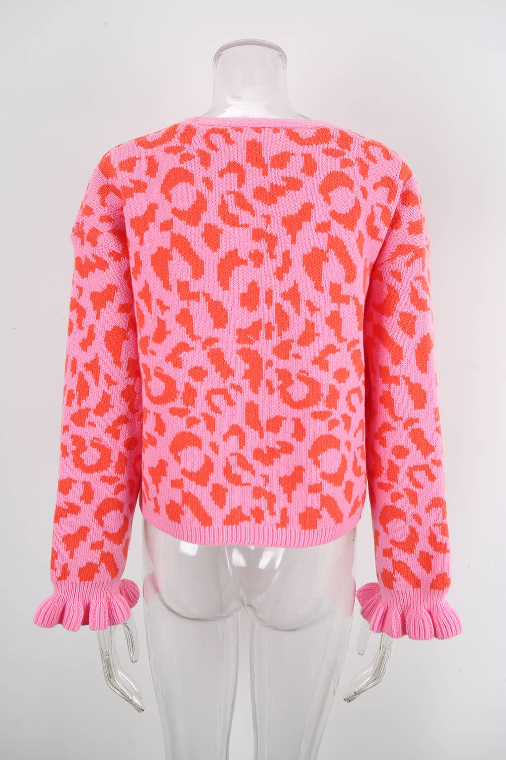 Leopard loose long-sleeved lace-up cardigan