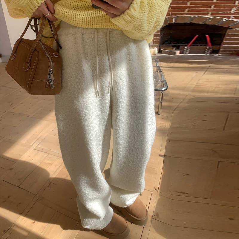 STYLISH WARM LAMB WOOL LACE-UP PANTS