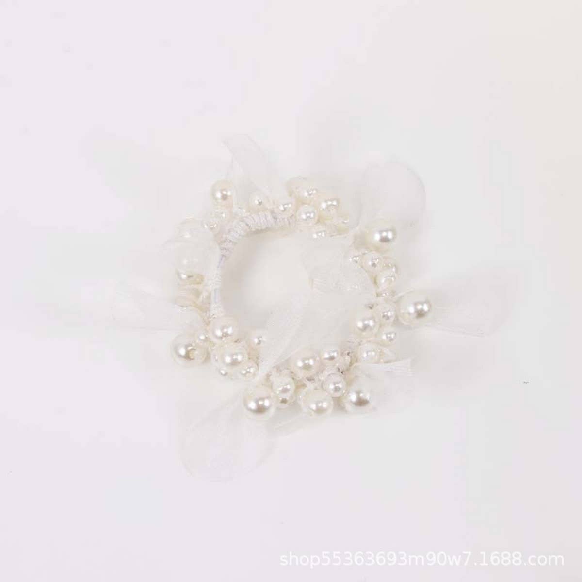 Elegant Lace Pearl Hair Tie Bun Ponytail Band