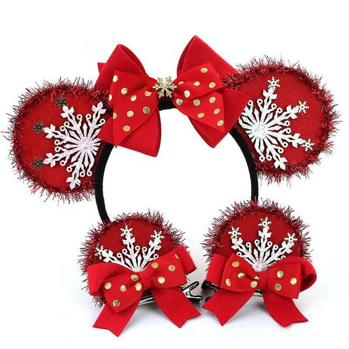 Christmas Snowflake Bow Headband for Girls