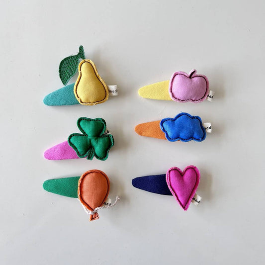 CHILDREN'S FABRIC HEART CLOVER EDGE HAIRPIN