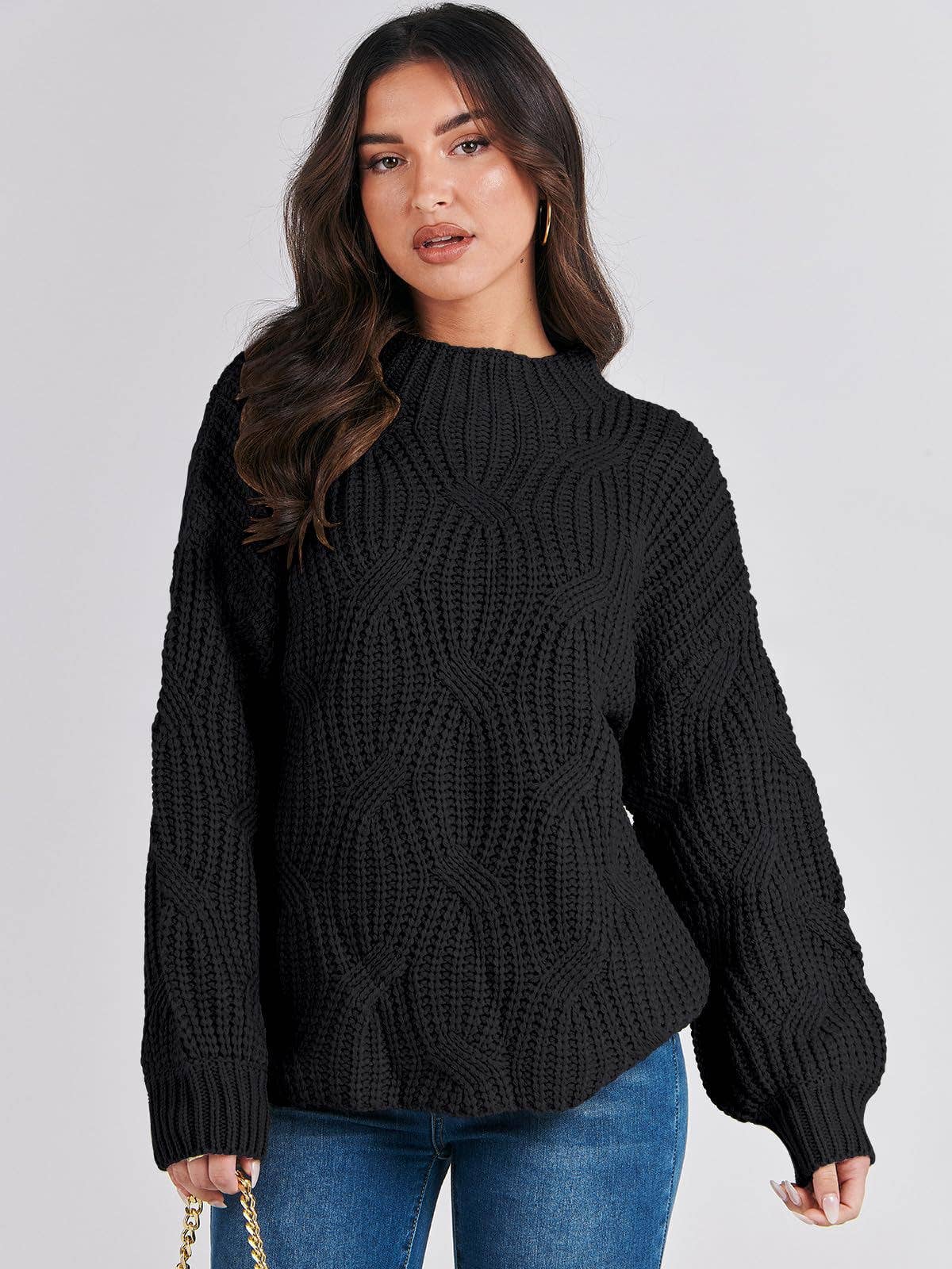 DROP SHOULDER FLORAL KNIT PULLOVER SWEATER