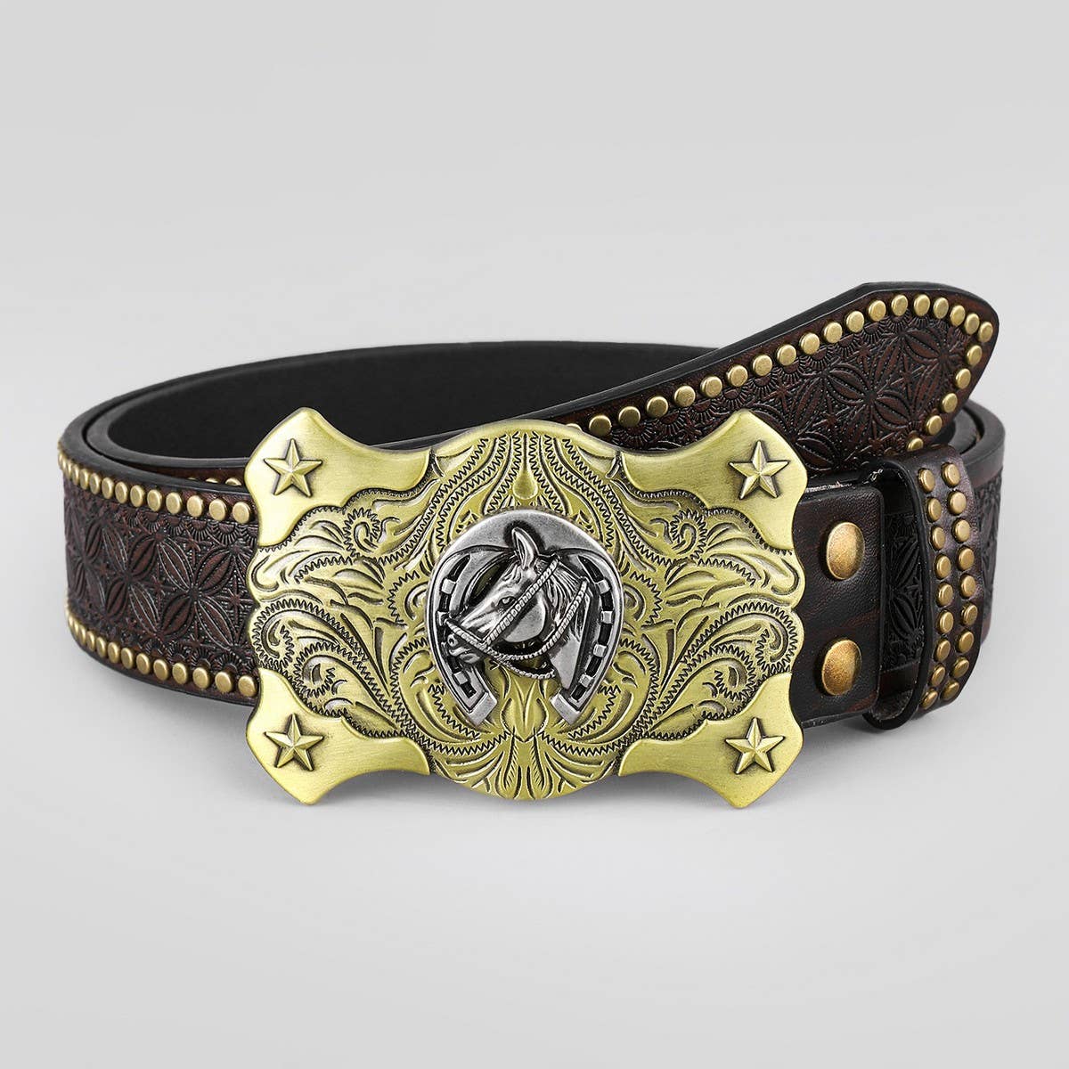 TRENDY BUCKLE RIVET WESTERN BELT_CWABE0417