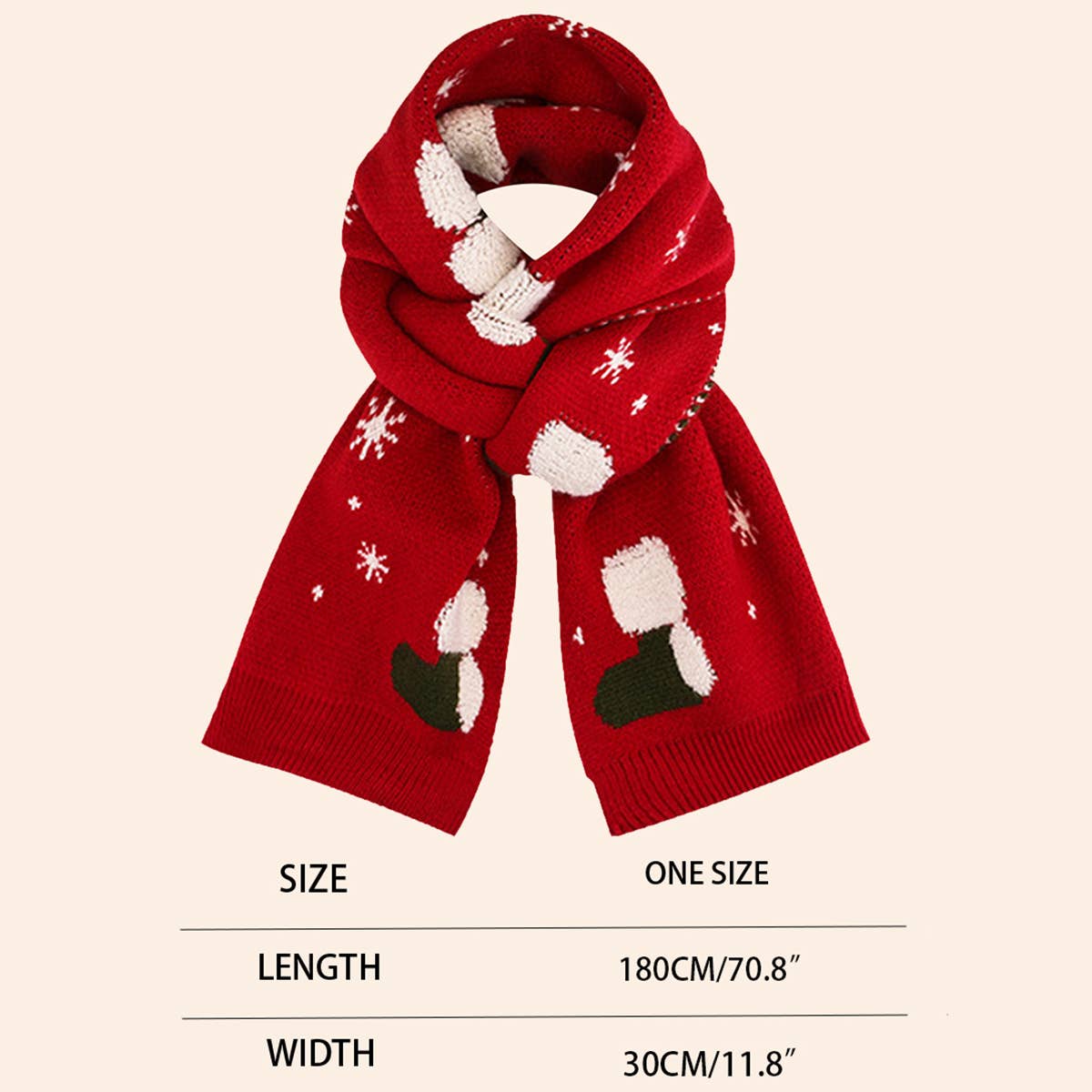 Red Knit Christmas Scarf - Faux Cashmere Reindeer_CWASC0127