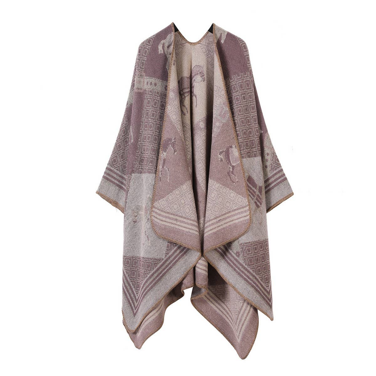 SHAWL RETRO HORSE PATTERN SCARF WARM SLIT CAPE