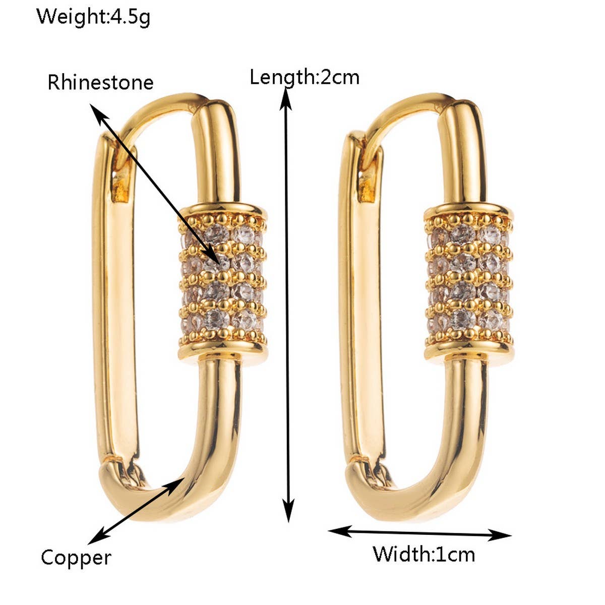 Square Hoop Earrings Gold-Plated Unique Design_CWMM8532