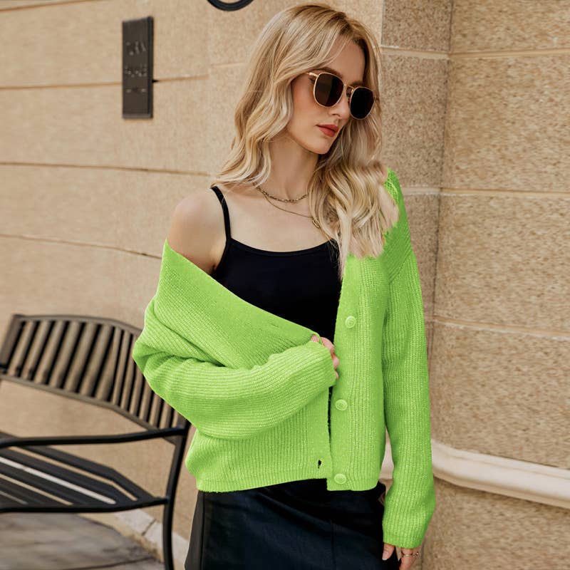 V-neck single-breasted long-sleeved cardigan