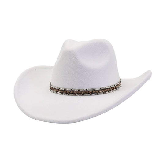Western Ethnic  Felt Cowboy Fedora Hat_CWAH04406