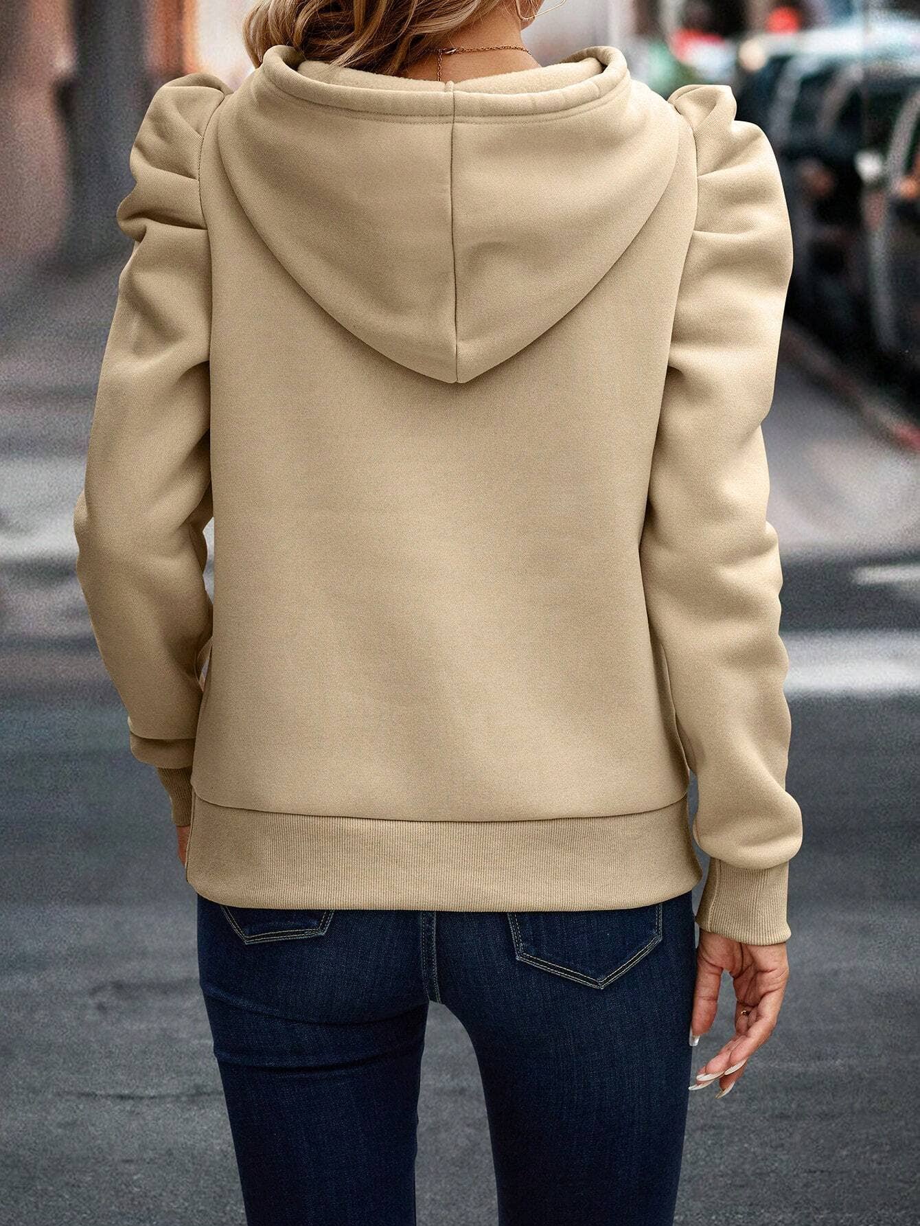 Fashionable hooded long sleeve casual sweatshirt
