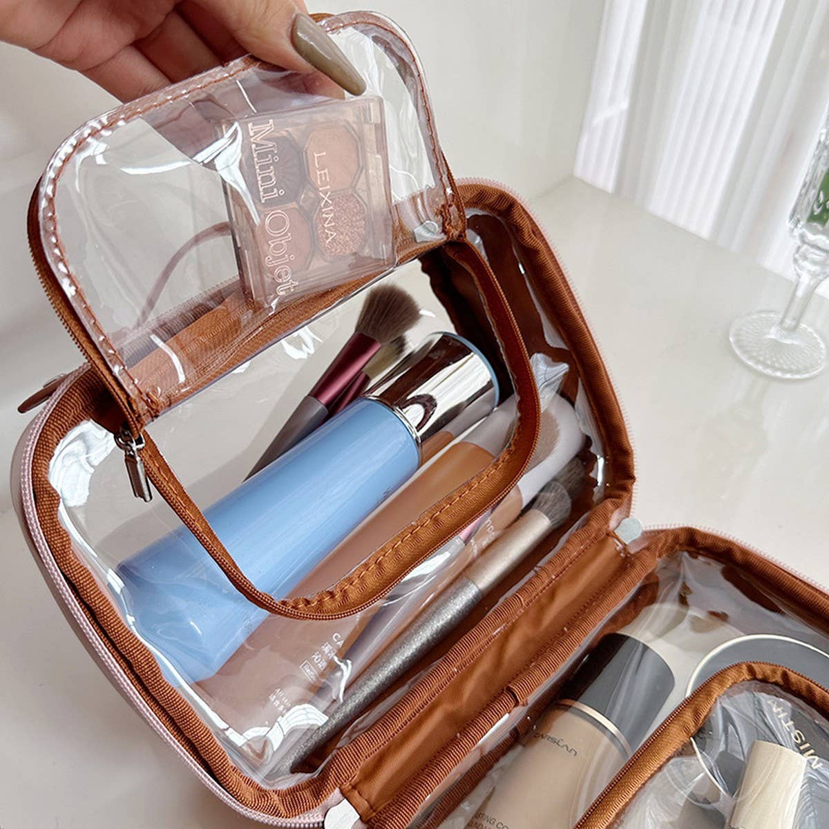 TRANSPARENT PORTABLE SIMPLE FASHION COSMETIC BAG_CWAB4452