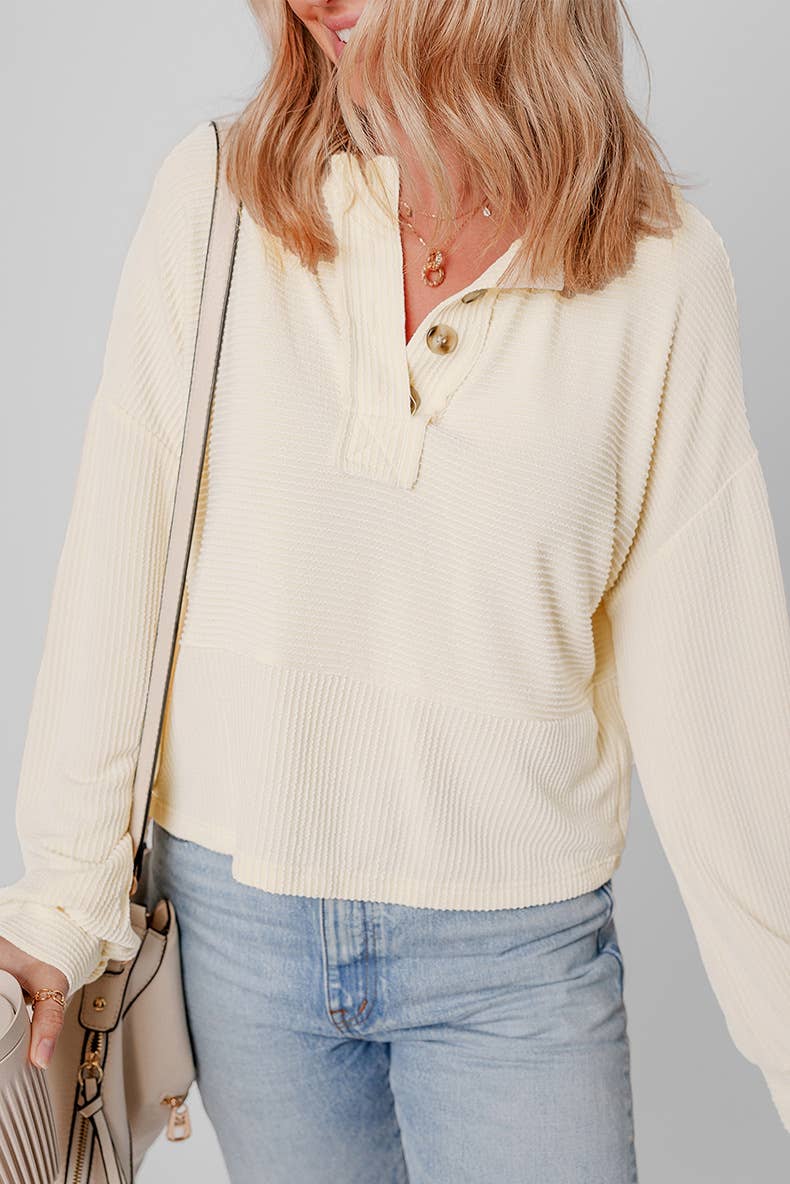 SOLID COLOR TEXTURE PULLOVER CASUAL LOOSE SWEATER