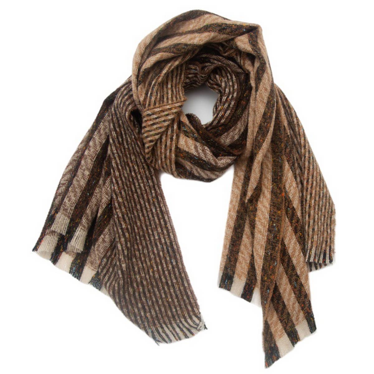 Striped Jacquard Scarf ??Unisex Winter Shawl_CWASC0866