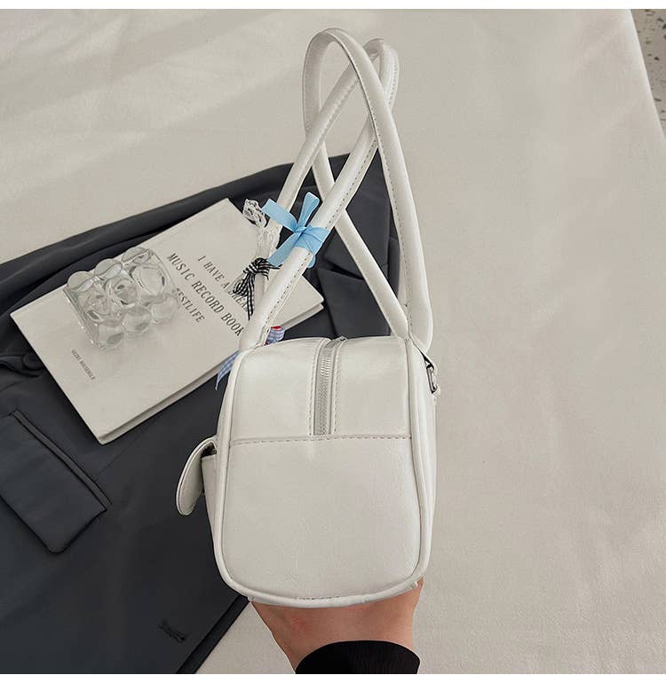 Fashionable bow-shaped glossy single-shoulder bag