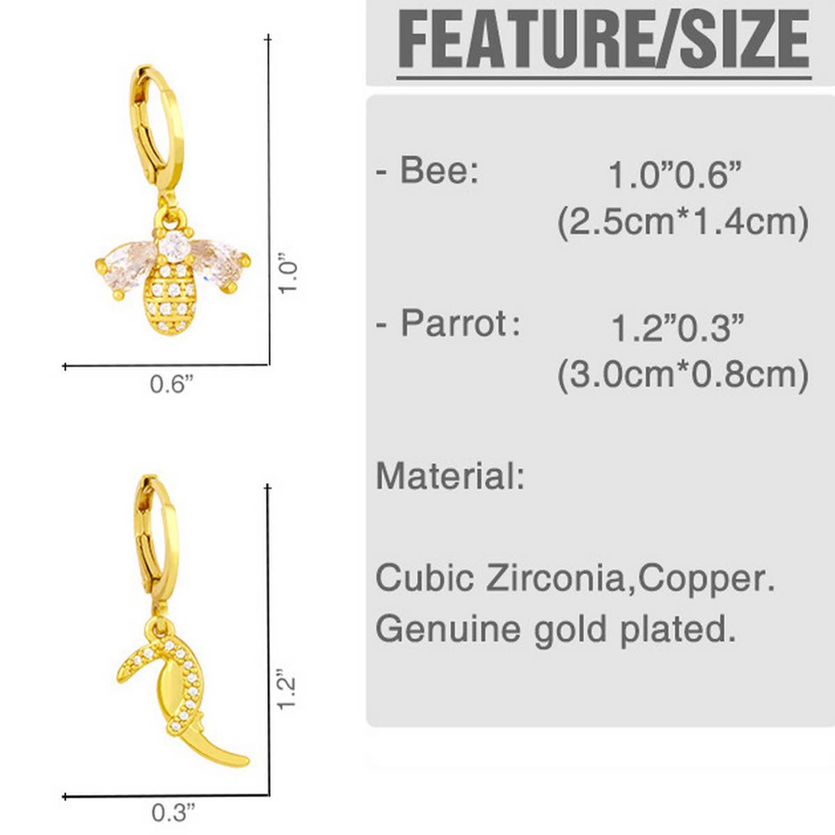 CUTE LITTLE BEE ZIRCON EARRINGS