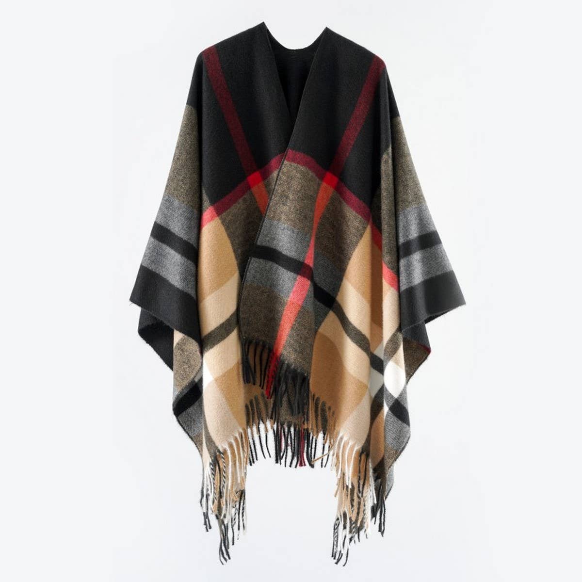 NEW WINTER WARM GRADIENT PLAID TASSEL SHAWL_CWMM2090