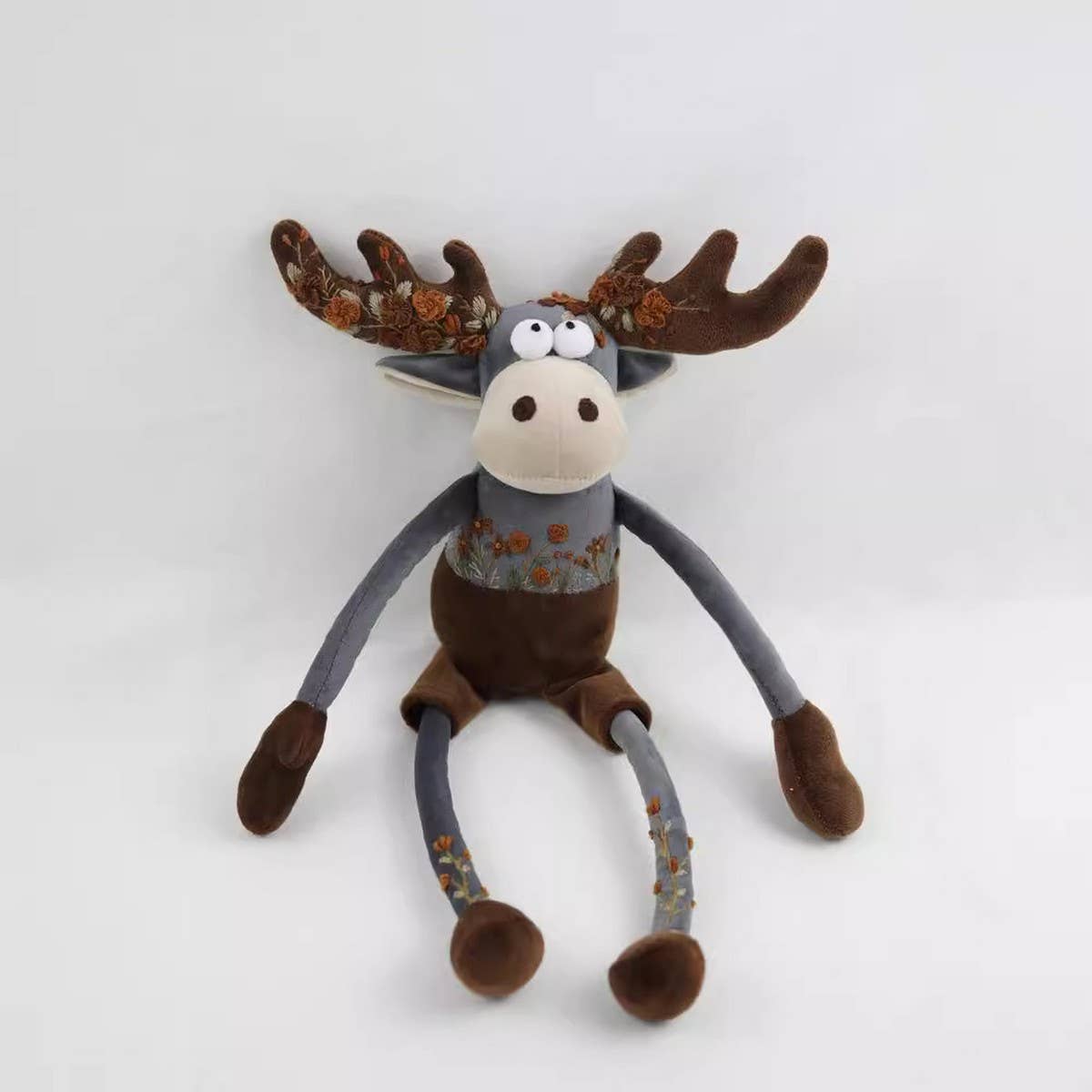 Embroidered Vine Flower Deer Plush Doll Toy
