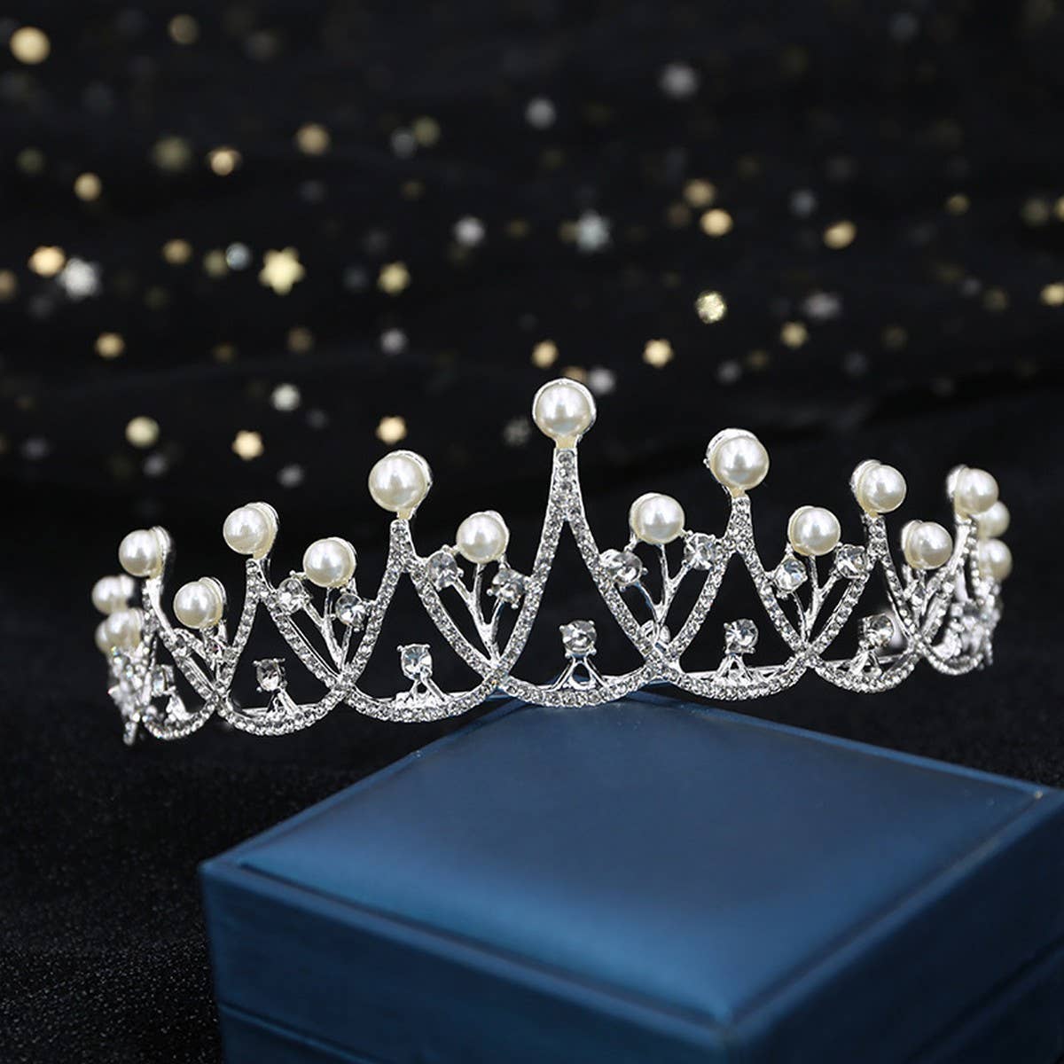DIAMOND PEARL BRIDAL WEDDING CRYSTAL TIARA