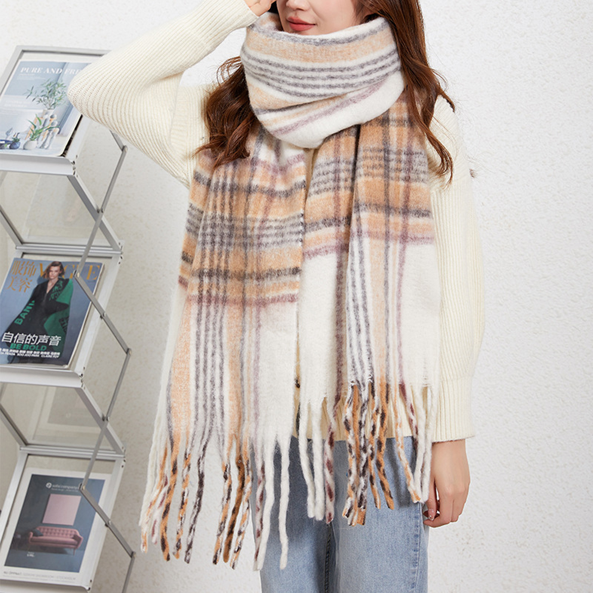 Brushed Winter Scarf ??Spring/Fall Layering_CWASC2699