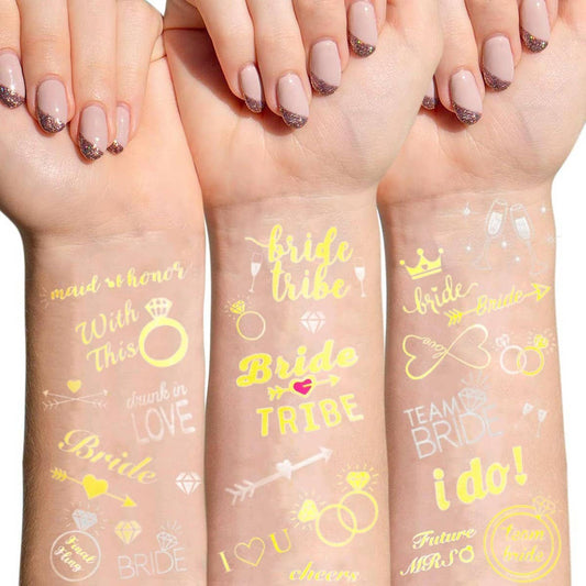 Rose Gold Bride Tattoos ? Metallic Party Stickers