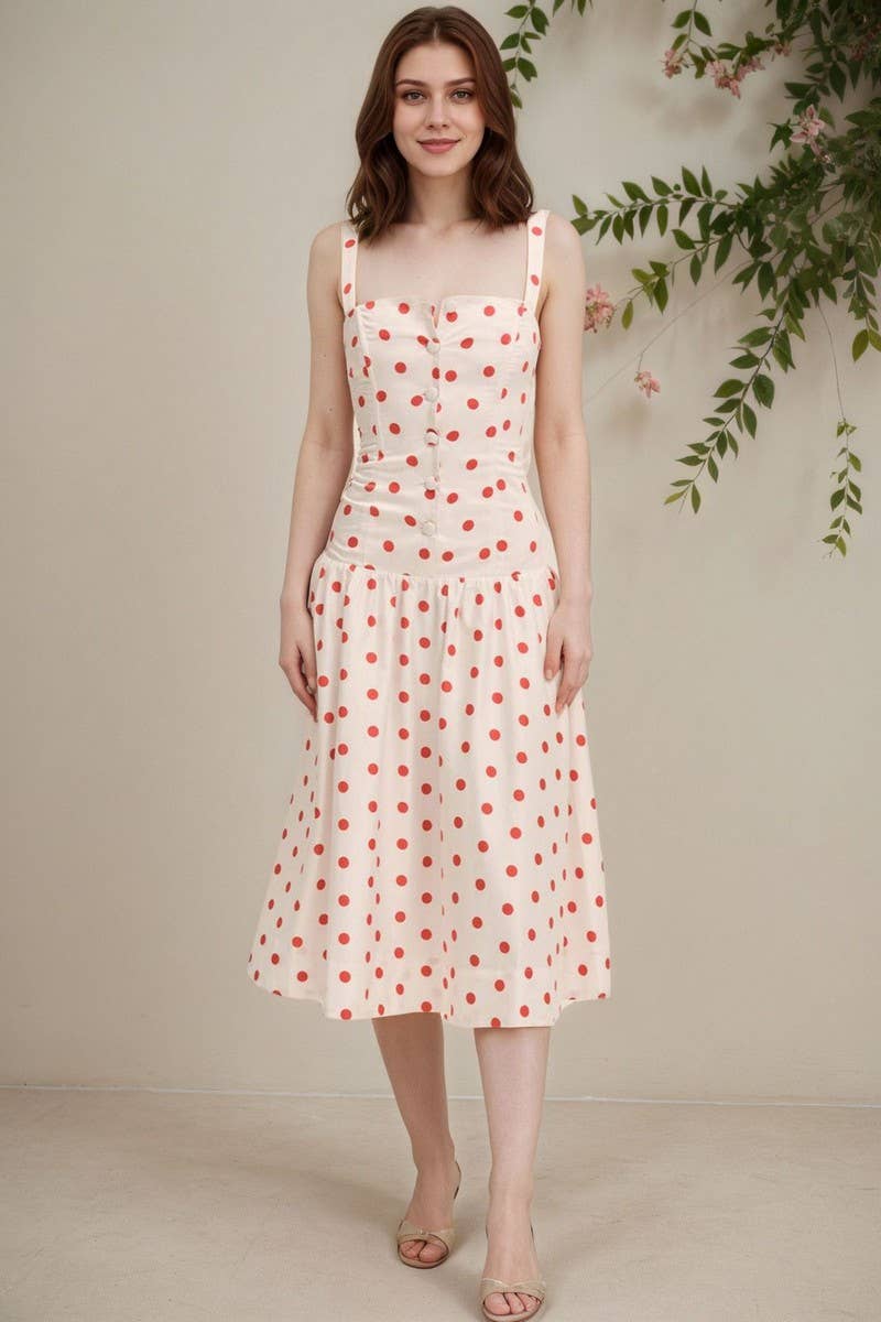 CWDMD6384_POLKA DOT SPAGHETTI STRAP BODYCON MAXI DRESS