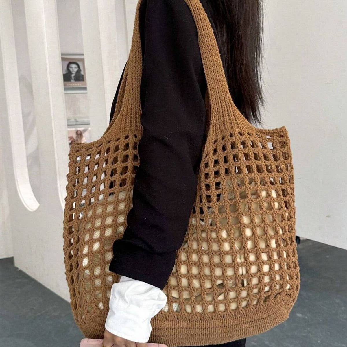 CWAB5056_NEW STYLE SHOPPING KNITTED HOLLOW WOVEN BAG