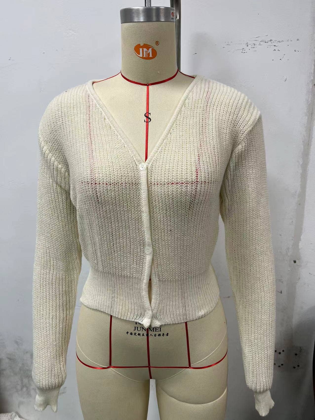 LONG SLEEVE PIT STRIP KNITTED ELASTIC CARDIGAN