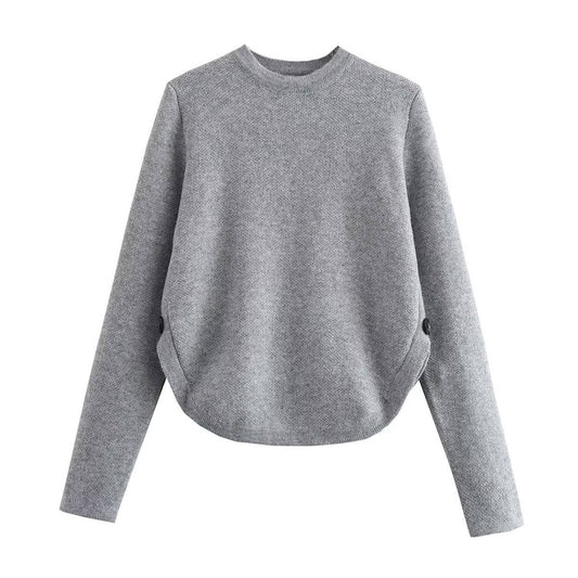 STYLISH CASUAL SOLID COLOR SIDE LACE KNITWEAR