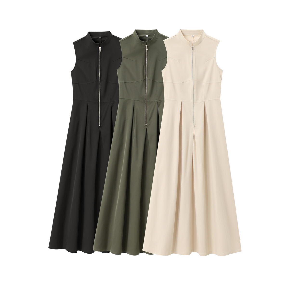 Waist-Cinched Sleeveless Dress - Chic Commuter