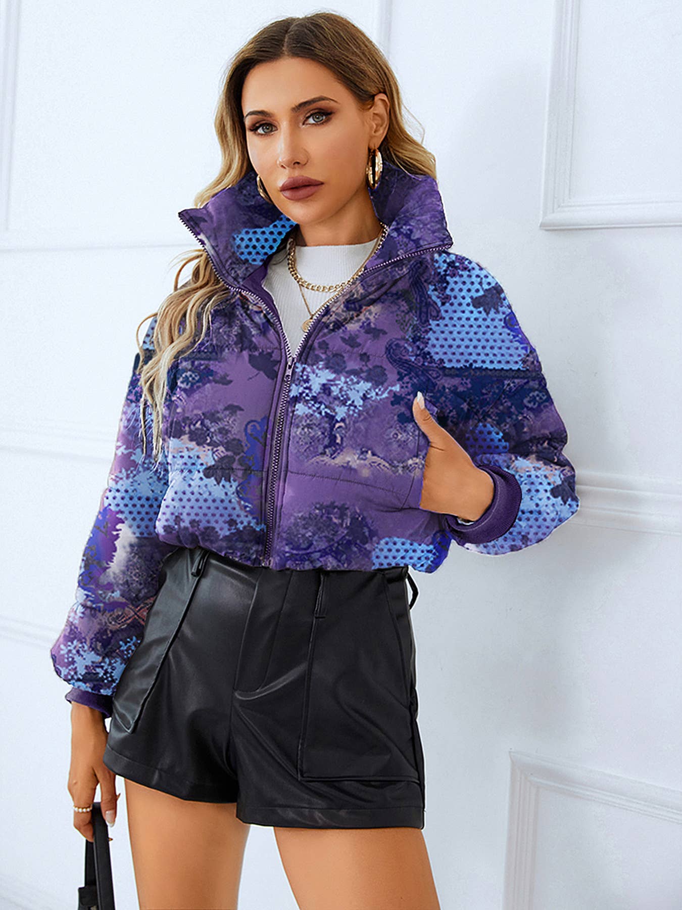 FASHIONABLE COTTON STANDING COLLAR BREAD JACKET