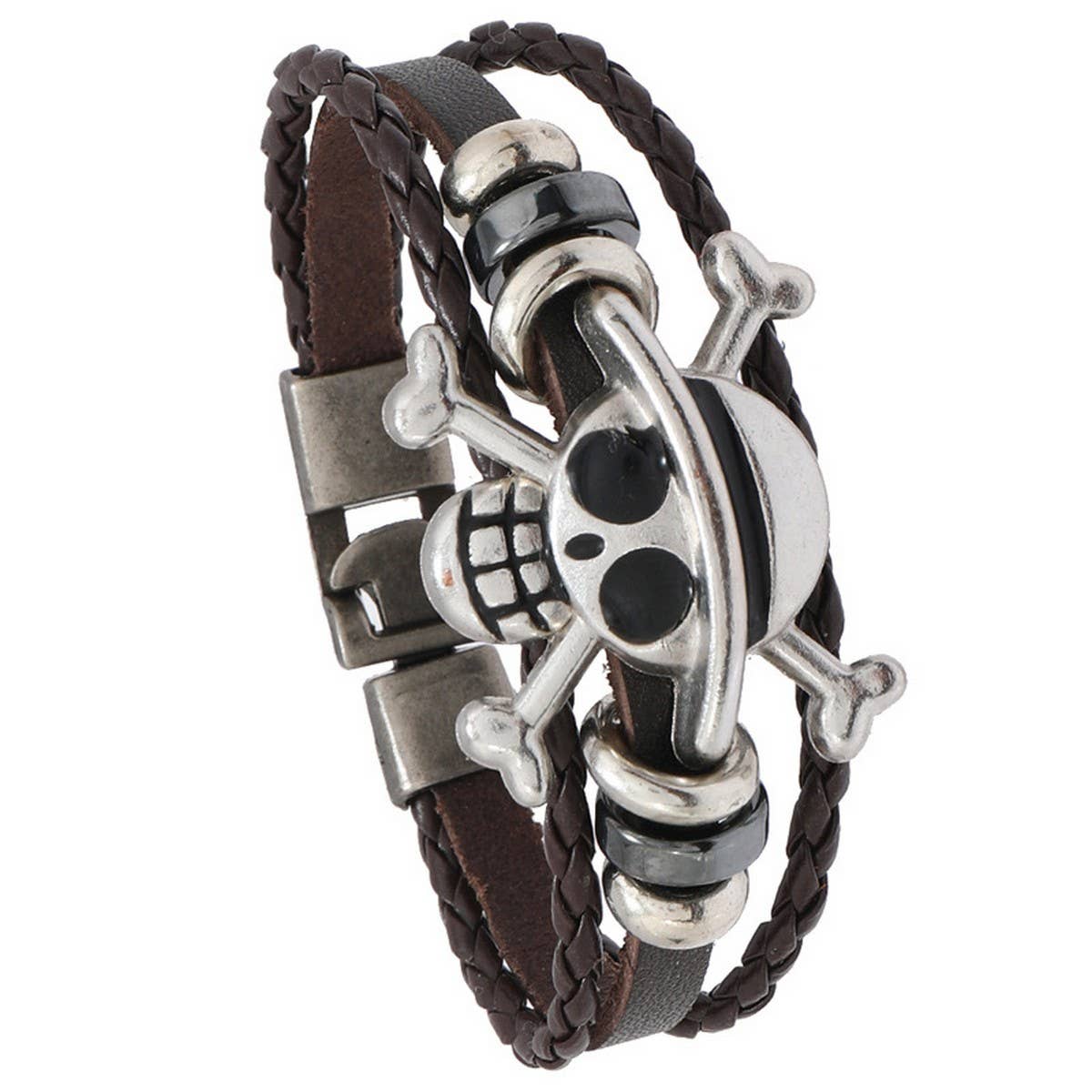 SIMPLE CREATIVE ALLOY SKULL LEATHER BRACELET_CWMM4469