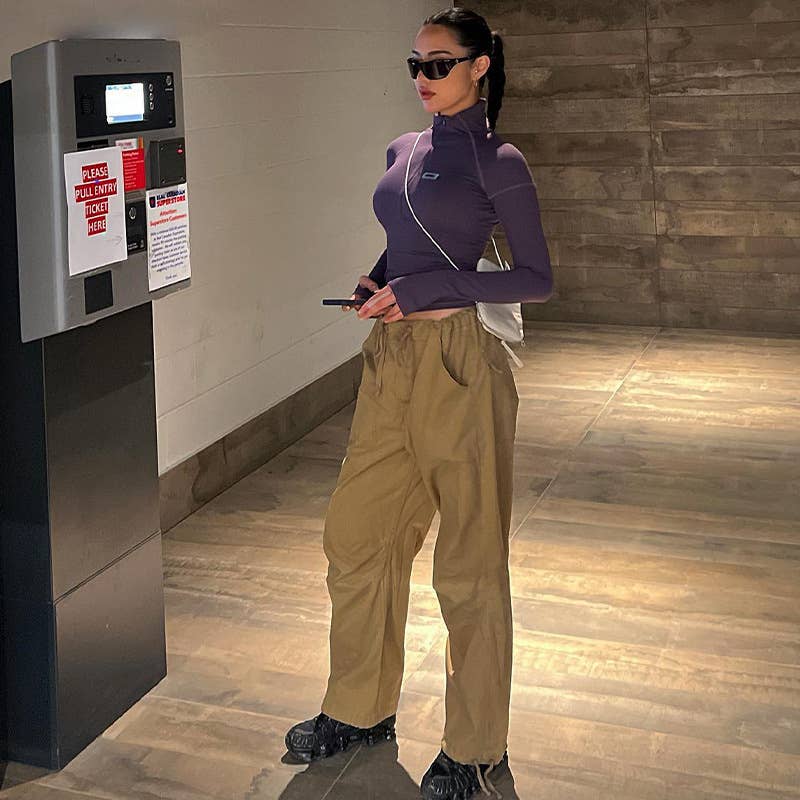 Semi-high-neck tight long-sleeved layer top