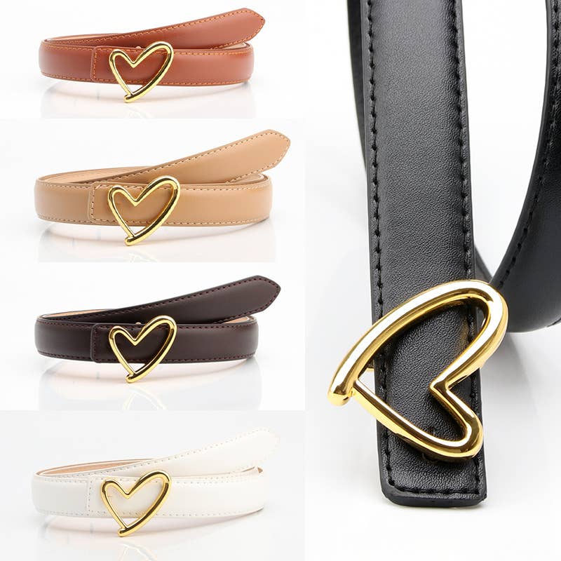 Versatile heart-shaped buckle high-end belt