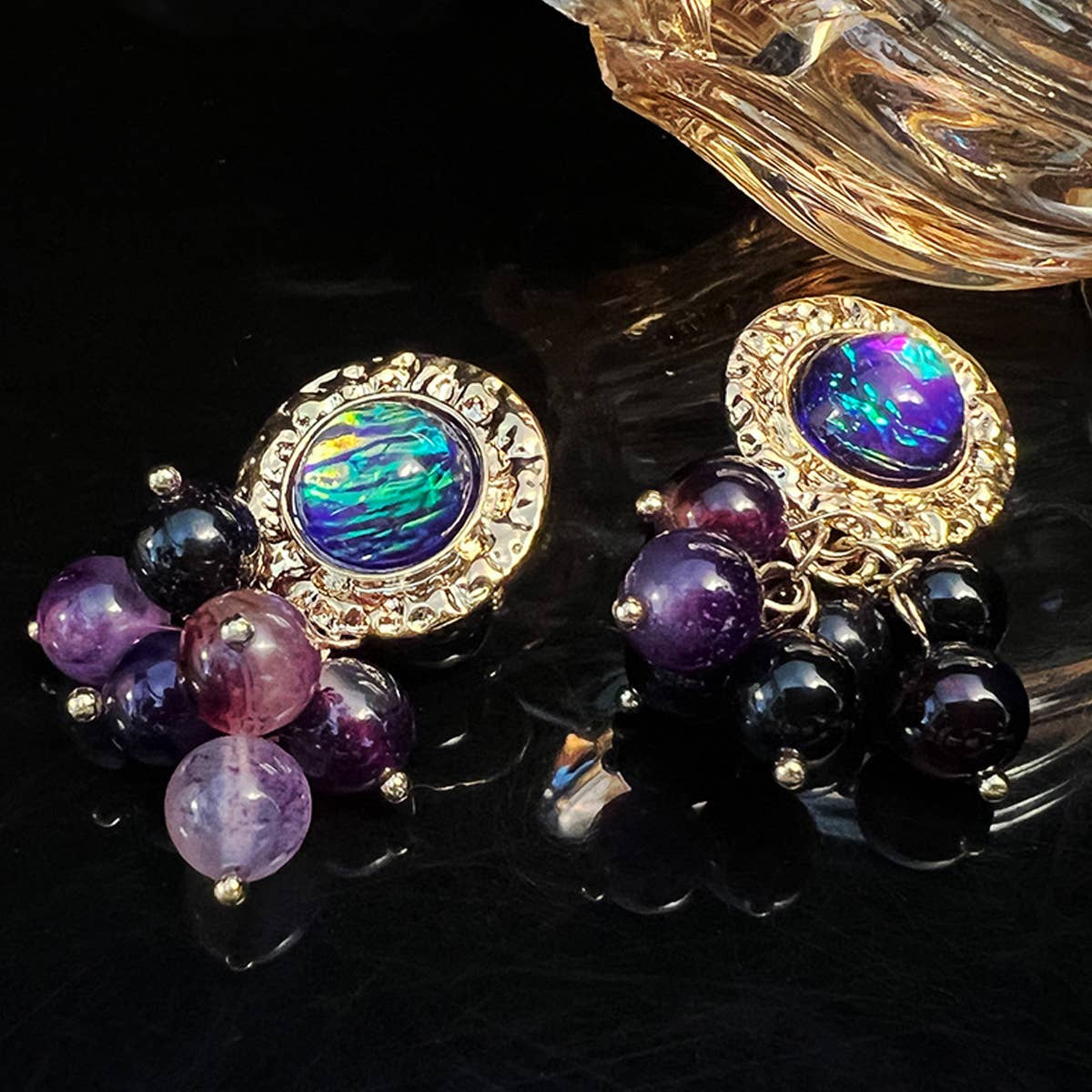 GRAPE SHAPE 925 SILVER NEEDLE STUD EARRINGS