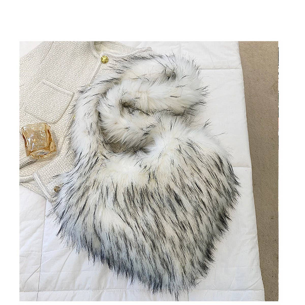 Fluffy Heart Shoulder Bag Women Plush Fur_CUAB00609