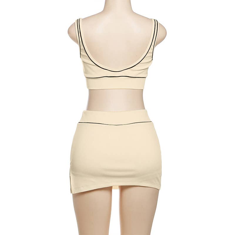 Sexy Crop Tank and Bodycon Skirt Sports Set