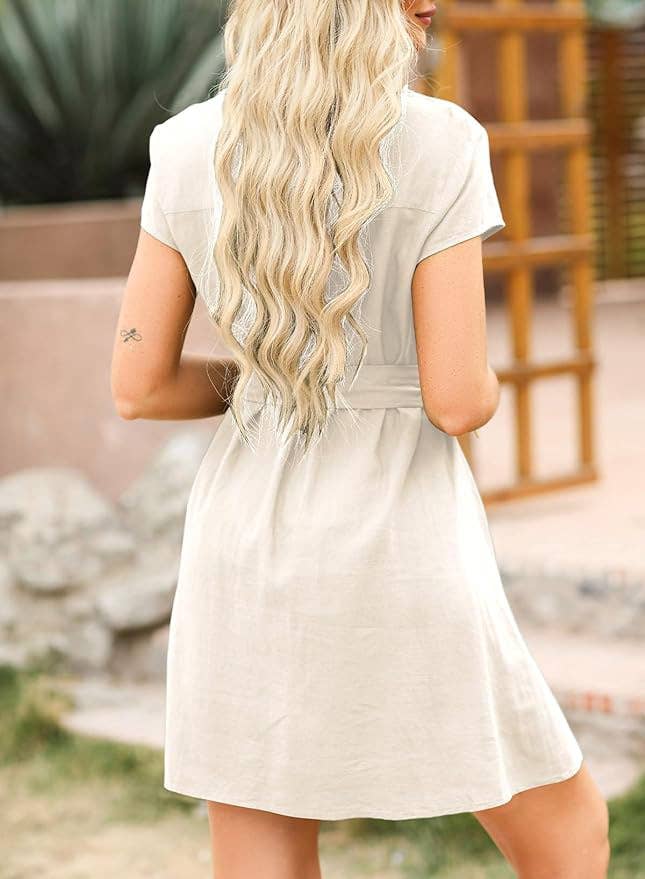 SINGLE-BREASTED SHORT-SLEEVED LAPEL SHORT DRESS