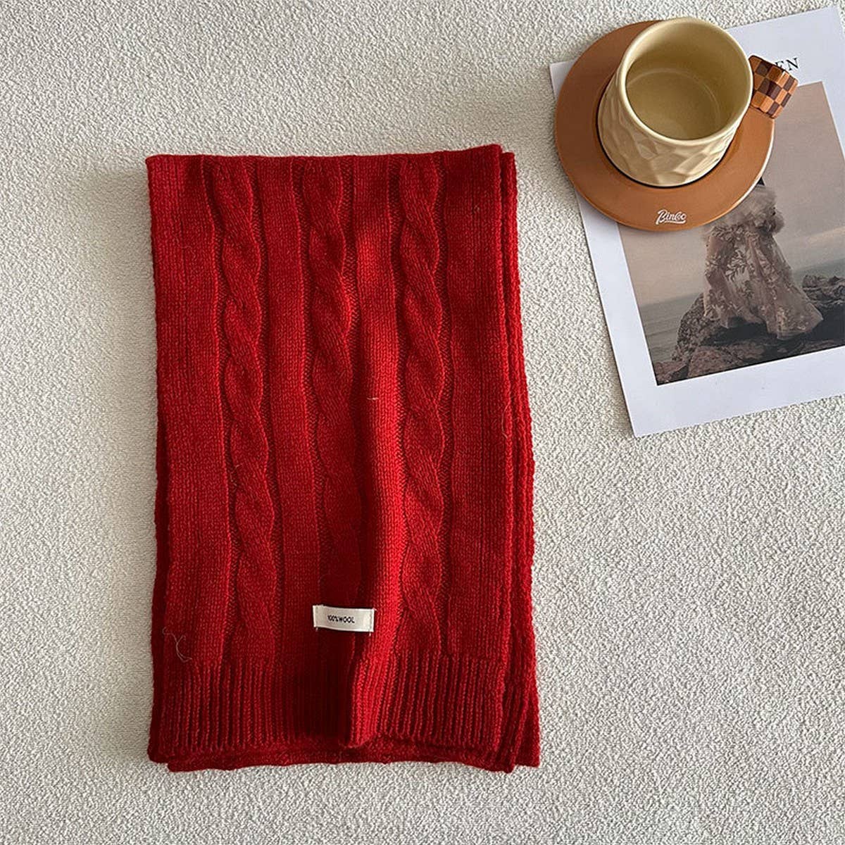 Wool Cable Knit Scarf ??Soft Double-Sided Wrap_CWASC2310