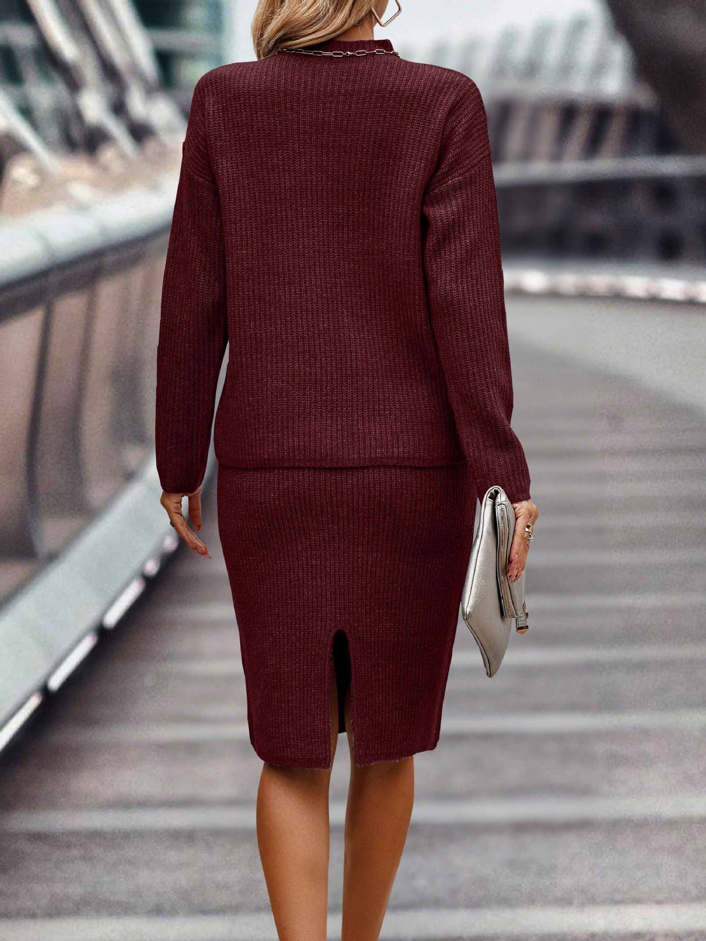 LONG SLEEVE FASHION HALF TURTLENECK SWEATER SET