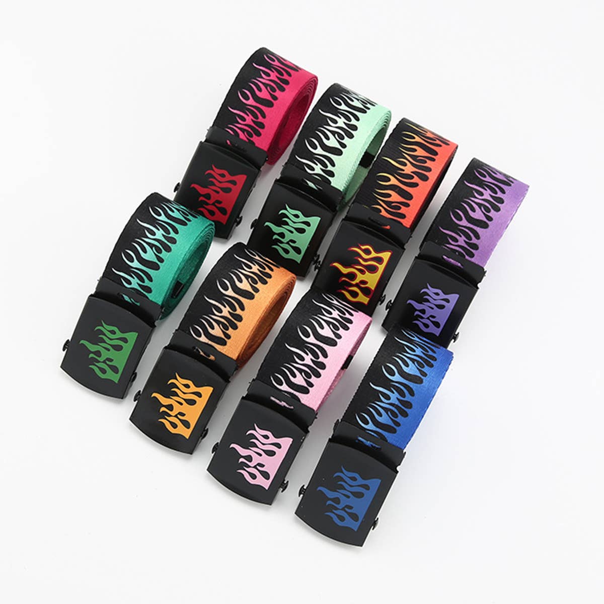 CWABE0947_FASHION HIP HOP MEN'S CANVAS FLAME BELT