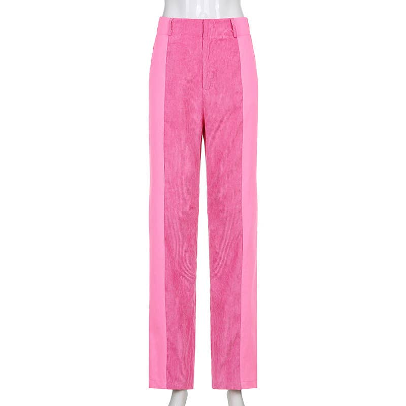 LOOSE-FITTING PANTS SOLID CORDUROY PANTS