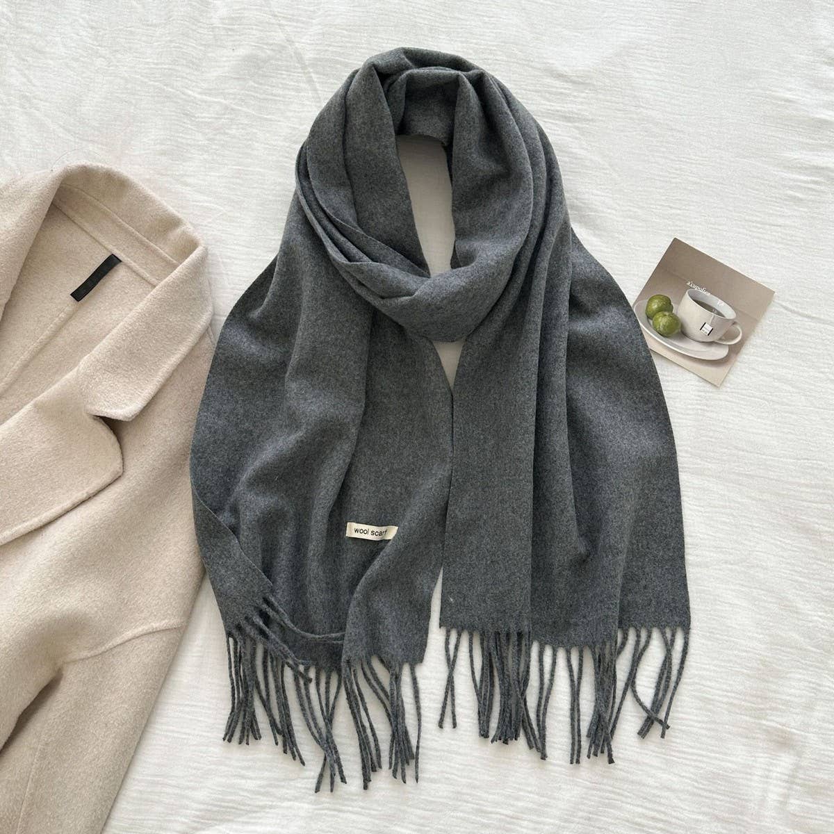 CWASC03137_SOLID WOOL WIDE SCARF WITH TASSELS FOR WOMEN MEN