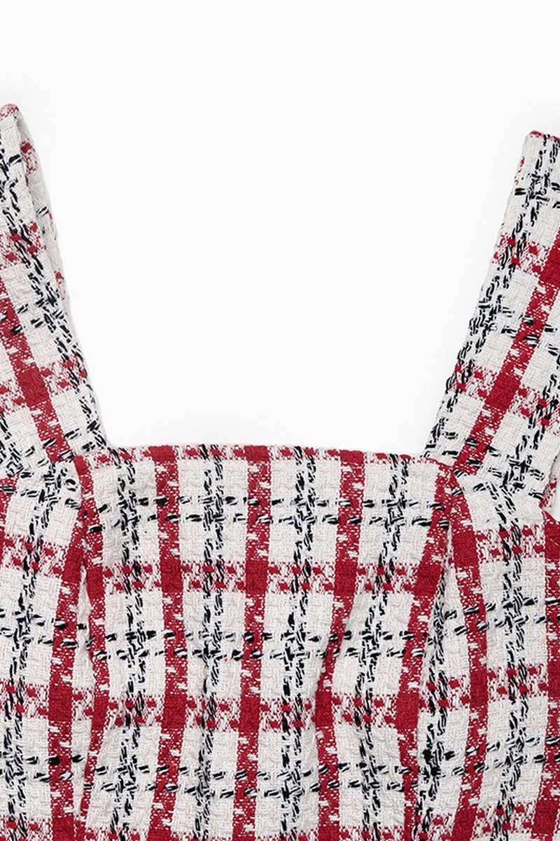 CWDSD10596_CHECK CHANEL-STYLE VEST DRESS