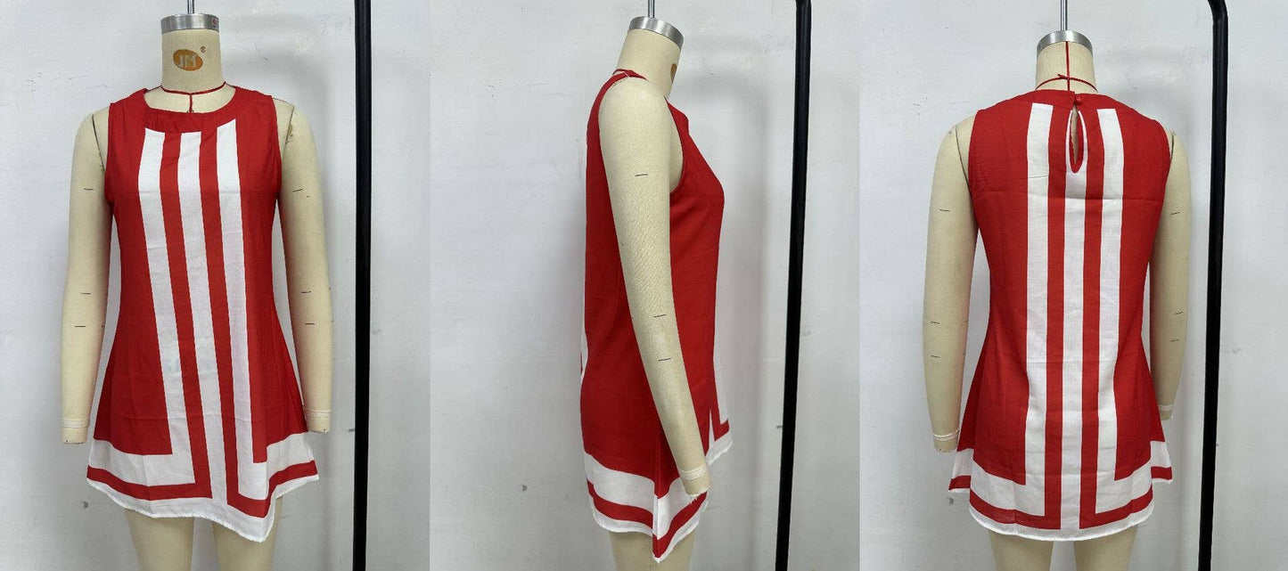 Vacation-style sleeveless loose casual dress